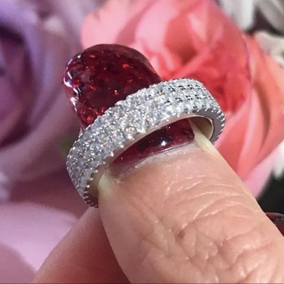 💍NEW 925 Silver Diamond Triple Full Eternity Ring - Picture 7 of 7